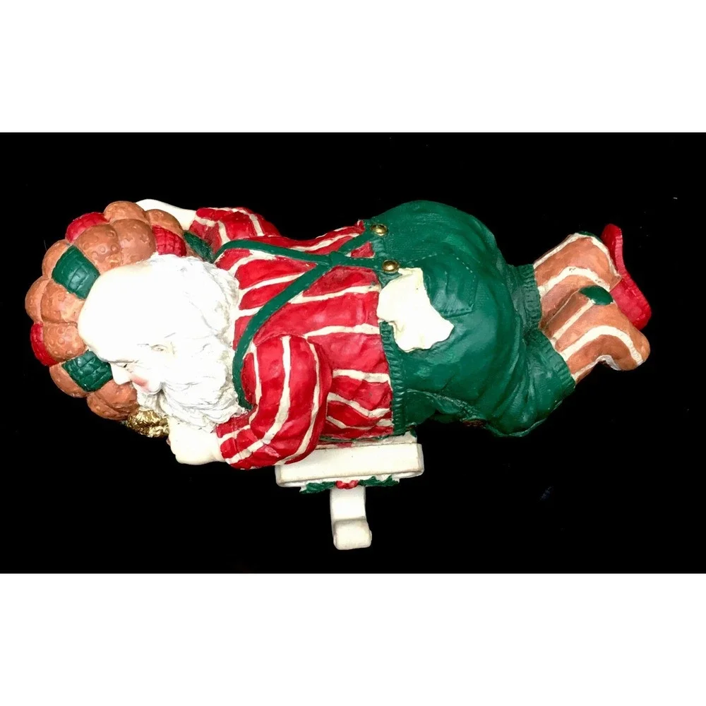 Sleeping Santa Clause Mantel‎ Stocking Holder Hanger Vintage